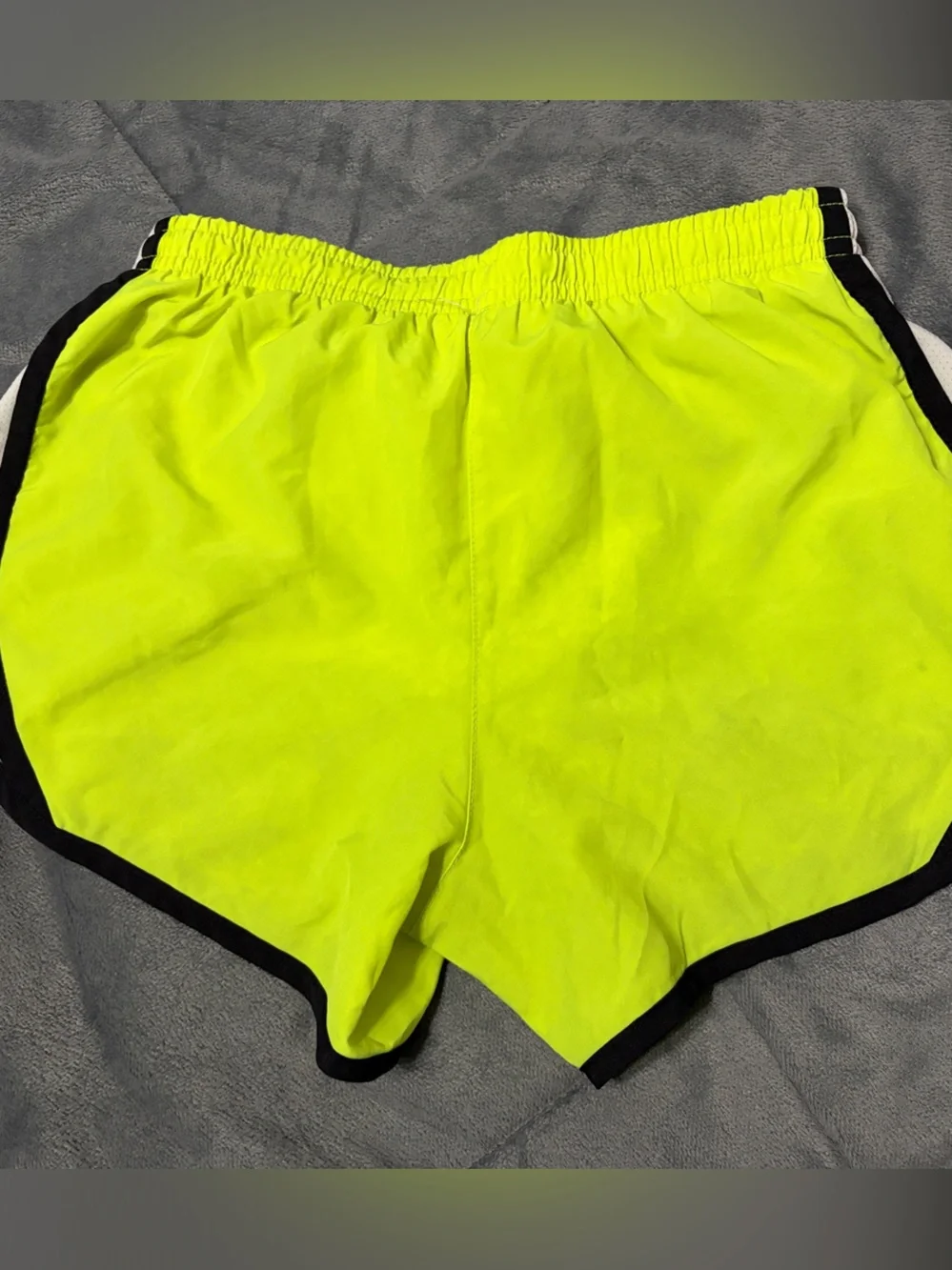 Nike Men’s Neon Yellow Athletic Running Shorts with Black Trim